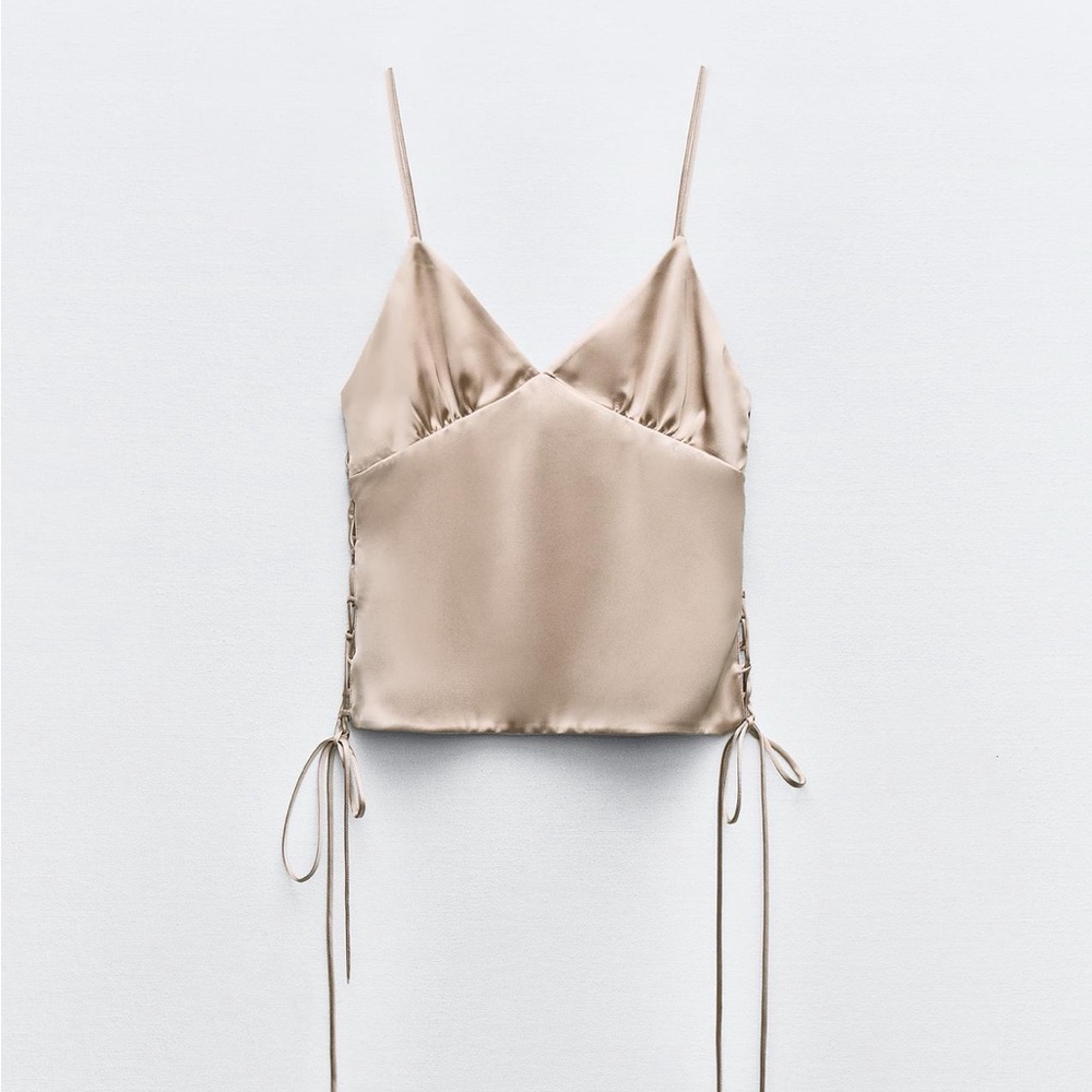 Zara Champagne Satin Top